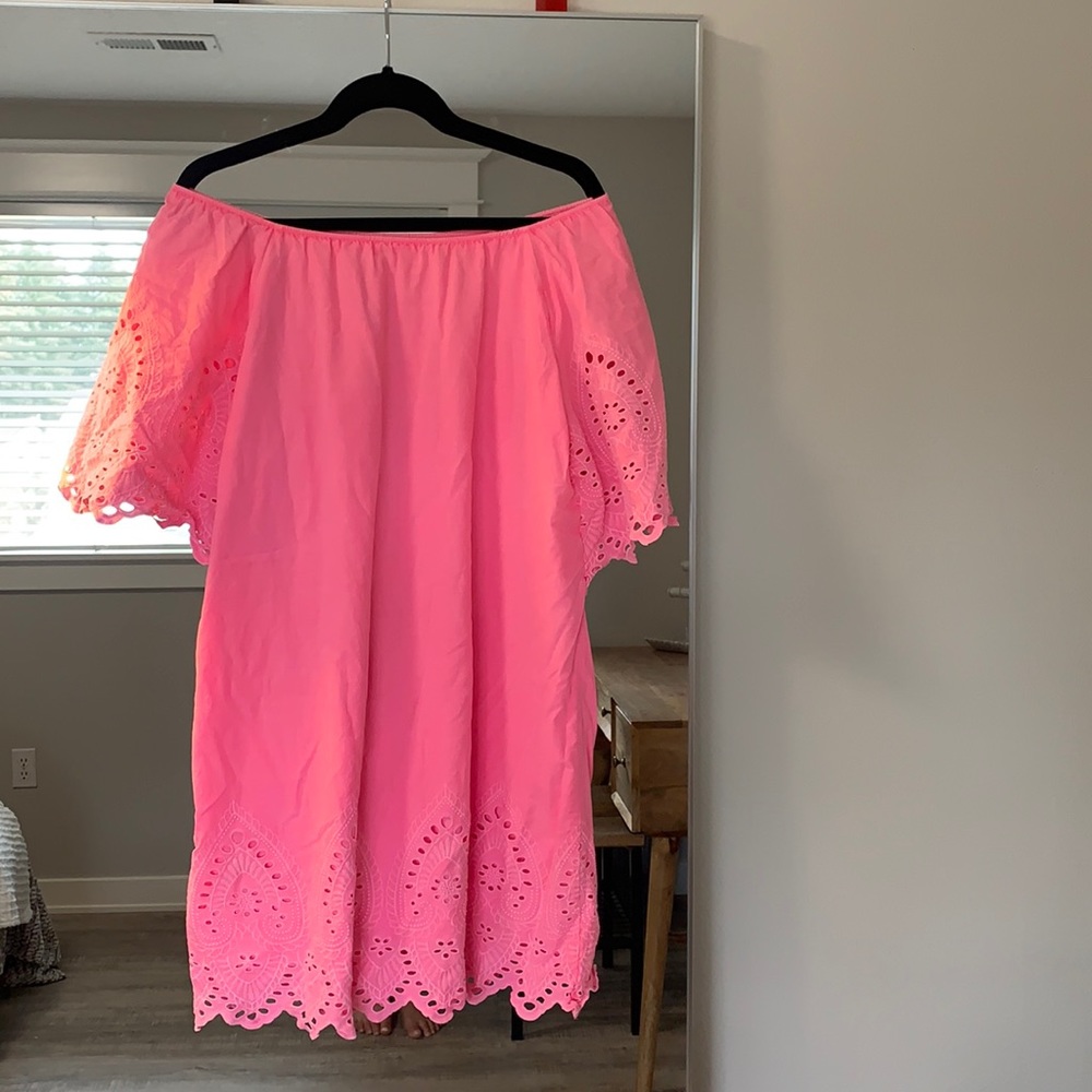 Pink mini dress.